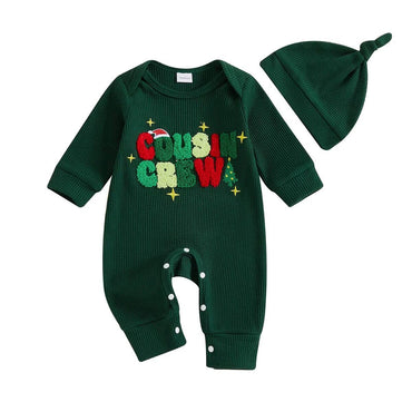 Long Sleeve Christmas Cousin Crew Baby Jumpsuit Green Newborn