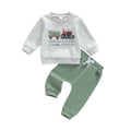 Long Sleeve Santa Claus Solid Pants Toddler Set Green 9-12 M
