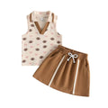 Sleeveless Football Collar Skirt Toddler Set