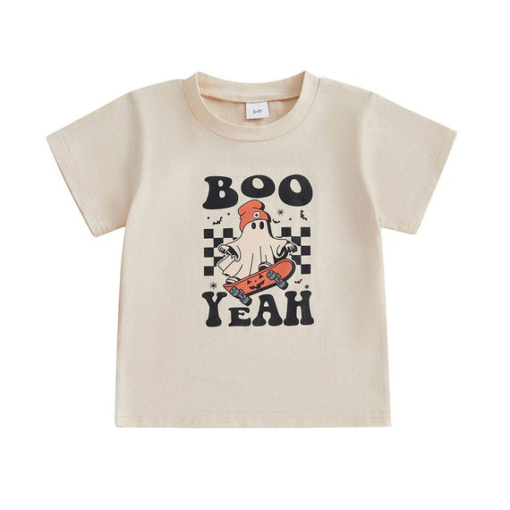 Boo Yeah Halloween Toddler Tee Beige 2T