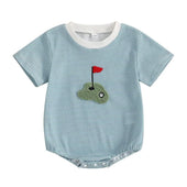 Short Sleeve Golf Stripes Baby Bodysuit 