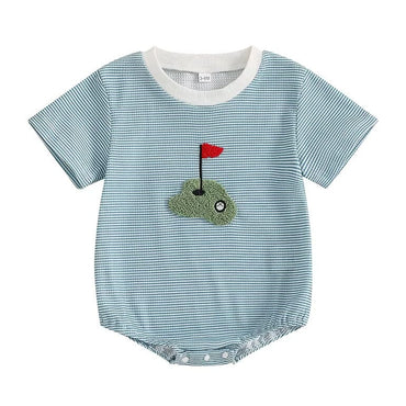 Short Sleeve Golf Stripes Baby Bodysuit   