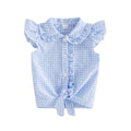 Fly Sleeve Collar Toddler Top Blue 12-18 M