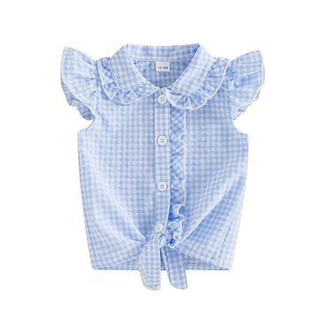 Fly Sleeve Collar Toddler Top Blue 12-18 M