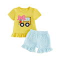 Back To School Striped Shorts Toddler Set Sets The Trendy Toddlers Yellow 2T 