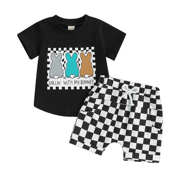 Checkered Shorts Easter Baby Set   