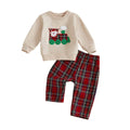 Long Sleeve Plaid Christmas Train Baby Set