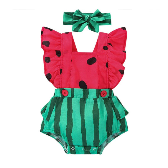 Watermelon Ruffled Baby Romper