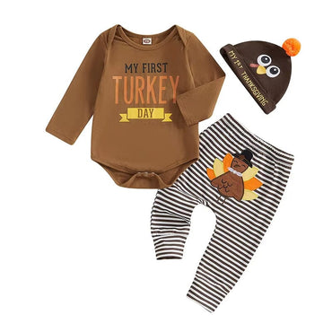 My First Turkey Day Striped Baby Set   