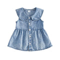 Sleeveless Collar Denim Toddler Dress Dresses The Trendy Toddlers 