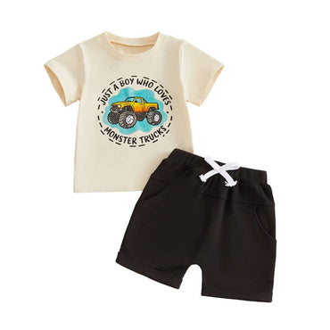 Short Sleeve Monster Truck Baby Set Sets The Trendy Toddlers 