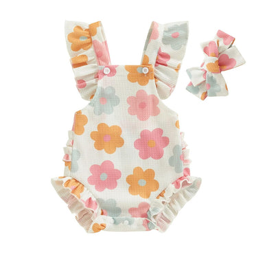 Floral Ruffled Baby Romper   