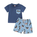 Short Sleeve Duck Pocket Toddler Set Blue 9-12 M