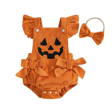 Fly Sleeve Halloween Bows Baby Romper Rompers The Trendy Toddlers 