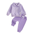 Long Sleeve Collar Daisy Toddler Set Purple 2T