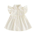Fly Sleeve Solid Collar Toddler Dress