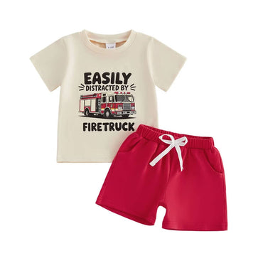 Short Sleeve Fire Truck Toddler Set Sets The Trendy Toddlers 