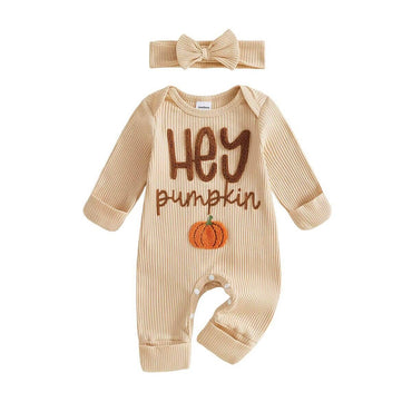 Long Sleeve Hey Pumpkin Ribbed Baby Jumpsuit Jumpsuit The Trendy Toddlers 