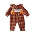Long Sleeve Thanksgiving Plaid Baby Jumpsuit Jumpsuit The Trendy Toddlers Orange 0-3 M 