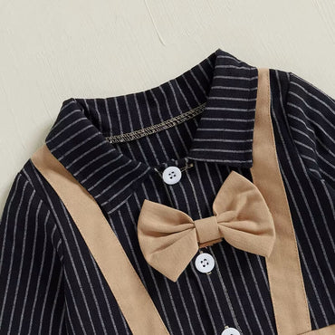 Long Sleeve Striped Gentleman Baby Jumpsuit