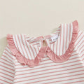 Long Sleeve Striped Collar Flared Pants Toddler Set