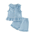 Sleeveless Ruffle Striped Toddler Set Sets The Trendy Toddlers Blue 9-12 M 