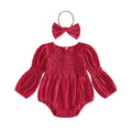 Long Sleeve Smocked Solid Baby Romper Rompers The Trendy Toddlers Red Newborn 