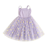 Sleeveless Daisy Tulle Toddler Dress Purple 6-9 M