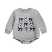 Long Sleeve Halloween Bows Baby Bodysuit Gray 0-3 M