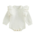 Long Sleeve Solid Ruffles Baby Romper White 3-6 M 