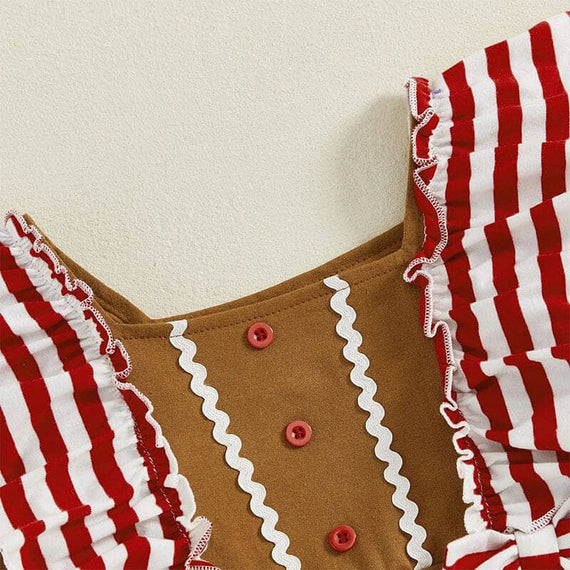 Long Sleeve Gingerbread Flared Baby Jumpsuit