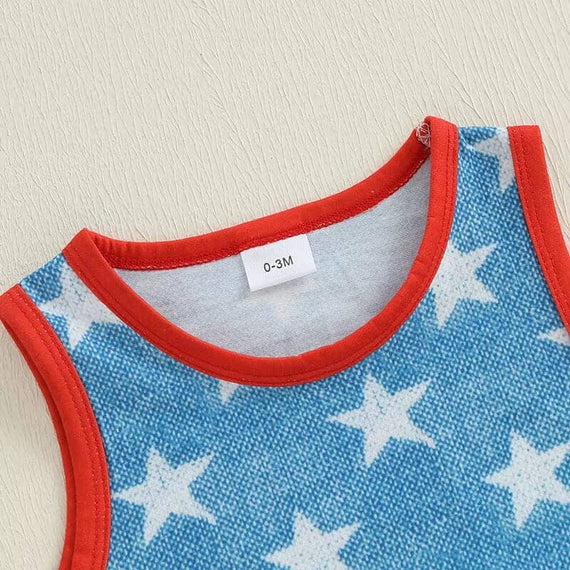 Sleeveless USA Stars Baby Romper