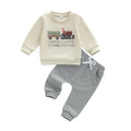 Long Sleeve Santa Claus Solid Pants Toddler Set Beige 9-12 M