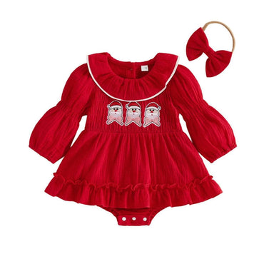 Ruffled Collar Christmas Baby Romper Rompers The Trendy Toddlers Red 0-3 M 