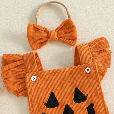 Fly Sleeve Halloween Bows Baby Romper Rompers The Trendy Toddlers 