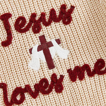 Jesus Loves Me Knit Baby Sweater