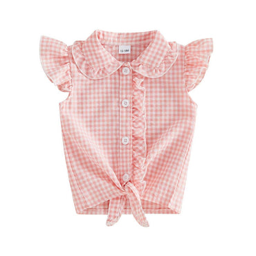 Fly Sleeve Collar Toddler Top Pink 12-18 M