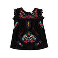 Sleeveless Floral Embroidery Baby Dress Dresses The Trendy Toddlers Black 3-6 M 