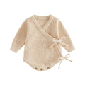 Long Sleeve Solid Knitted Baby Romper Rompers The Trendy Toddlers Beige 0-3 M 