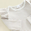 Long Sleeve Striped Football Bow Baby Set