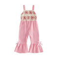 Sleeveless Crochet Flared Toddler Jumpsuit Pink 9-12 M