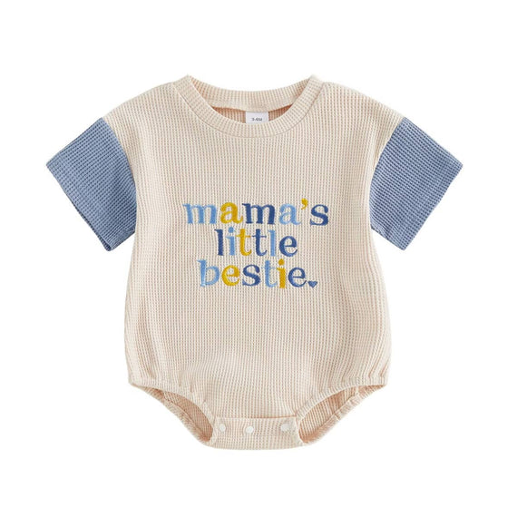 Short Sleeve Mama's Little Bestie Baby Bodysuit Bodysuit The Trendy Toddlers Blue 0-3 M 