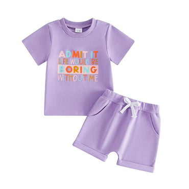 Admit It Boring Without Me Toddler Set Purple 12-18 M