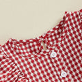 Long Sleeve Gingham Bows Ruffled Baby Romper