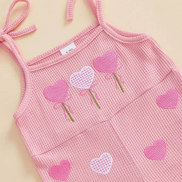 Tie-Up Balloon Heart Flared Toddler Jumpsuit