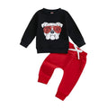 Long Sleeve Solid Pants Game Day Baby Set Black 3-6 M