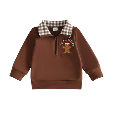Cookie Tester Collar Toddler Sweatshirt sweatshirt The Trendy Toddlers Brown 9-12 M 
