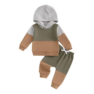 Color Block Hooded Jogger Baby Set Green 3-6 M 