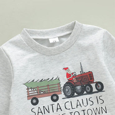 Long Sleeve Santa Claus Solid Pants Toddler Set