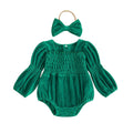 Long Sleeve Smocked Solid Baby Romper Rompers The Trendy Toddlers Green Newborn 